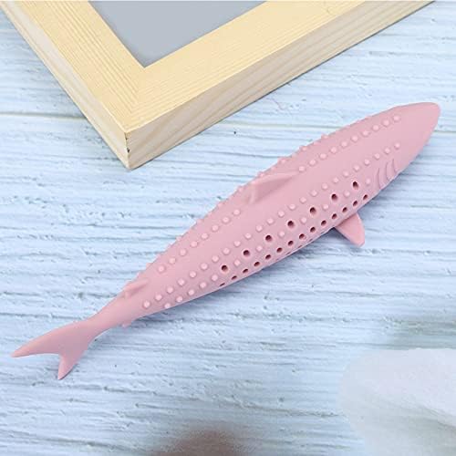 VINGVO Cat Teeth Cleaning Toy, Cat Teething Toys Silicone Molar Stick Catnip Toys Cat Toothbrush Cat Fish Shape Toothbrush with Catnip Chew Bite Teeth Cleaning Toy for Cats Kitten Kitty