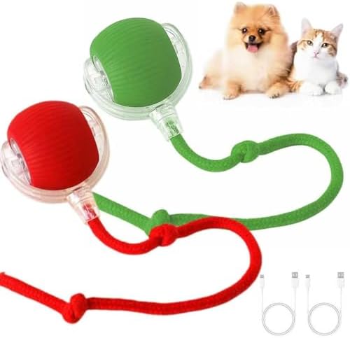 2 Pack Interactive Cat Puppy Toy Balls with Tail for Indoor