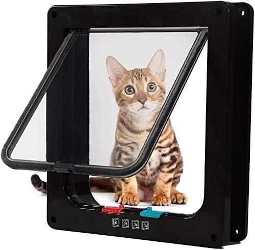Sailnovo Large Cat Flap, 4-Way Magnetic Closure, Easy Installation Cat Door, Pet Door with Telescopic Frame, Silent Weatherproof Pet Flap in Wall/Wooden Door/Upvc Inner Door (Black, XL)