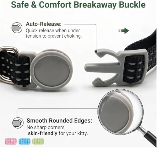 Glow AirTag Cat Collar, Breakaway Reflective Adjustable Kitten Collar