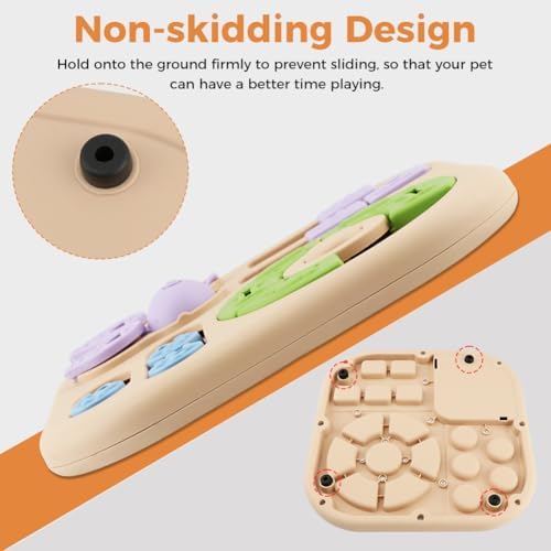 Dog Puzzle Feeder Set with Grooming Tools, Slow Eating Bowl for Mental Stimulation and Digestion, Interactive Feeding Set for Dogs, Blue(Color:Beige)