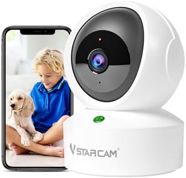 VSTARCAM 2K QHD Security Camera Indoor, Room Camera Baby Monitor 360° for Home Security, WiFi Camera with 2.4 GHz Wi-Fi, One-Touch Call, Smart Motion Tracking, IR Night Vision