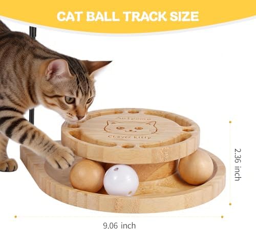 Cat Ball Track Toy, Interactive Cat Toy for Indoor Cats - Cat Wand & Track Ball, 15 Replacement Heads, Anti-Slip Base, Easy Assembly Cat Teaser for Kittens & Adult Cats