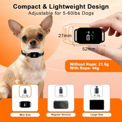 Bark Collar,Dog Barking Collar,5-60lbs Small & Medium Dogs, Ip67 Waterproof, Rechargeable Anti Barking Collar with 3modes, 5 Beep&7 Level Sensitivity Black