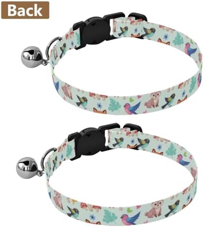 Cute Woodland Animals Bear Dog Collar with Bell 2 Pack Small Dog Collar Adjustable 10.6 to 17.1 Inches
