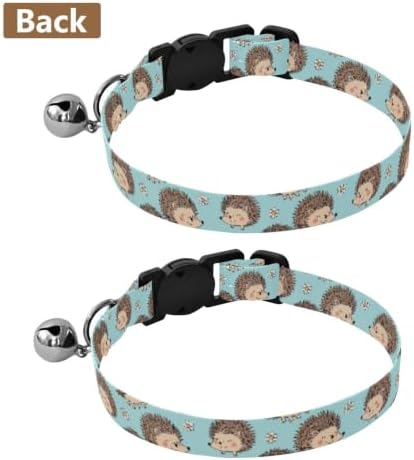2 Pack Puppy Collar Cute Hedgehogs Cat Collar Breakaway with Bell, Adjustable 10.6 to 17.1 Inches