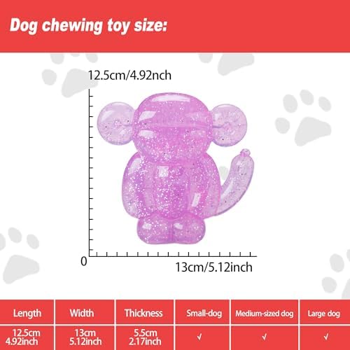 Monkey Dog Chew Toy, Indestructible Dog Rubber Toy for Medium & Large Dogs, Tough No Stuffing Puzzle Toy, Anxiety Relief & Dental Care, Interactive Cognitive Toy, 4.92inch (Pink)