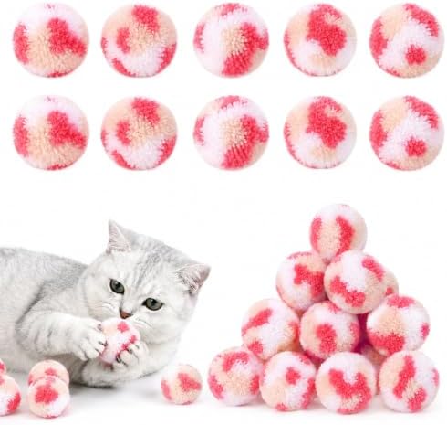 30Pcs Cat Pom Poms, 1.2inch Small Cat Pom Balls
