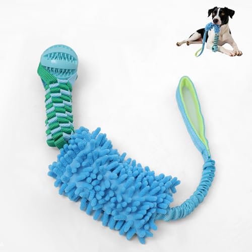 Dog Tug Toy - Interactive Dog Rope Toys, Stretchy Bungee Handle, Strong Squeak Rope Toy for Large Dogs, Puppies, Middle Dogs (Blue)