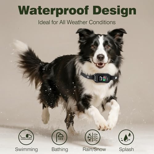 Ultrasonic No Shock Automatic Bark Collar for Medium Large Dogs – Humane Anti Bark Training Collar with 7 Sensitivity Levels, Beep Vibration Ultrasonic, Rechargeable & Waterproof TPU Strap