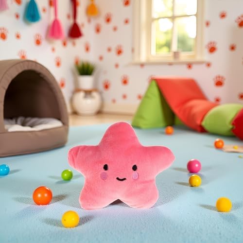 Star Plush Pet Dog Toys Cute Squeaky Toy for Interactive Toy Dog Chew Toy for Pet Dog Puppy Training Playing, Squeak (Pink)