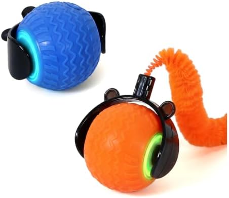 Tri-San Smart Automatic Interactive Cat Toy Ball, Rechargeable LED Moving Kitten Toy with Detachable Teaser Tail for Indoor Cat Hunting Exercise