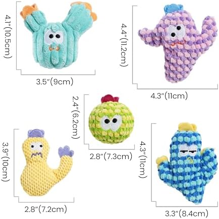 5 Pack Cactus Catnip Toys, 100% Organic Catnip Toys for Indoor Cats, Interactive Plush Chew Fun Without Cotton, Teething Soft Kittens Toys for Kitty, Colorful
