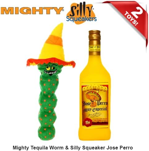 SILLY SQUEAKERS Mighty Tequila Worm Liquor Bottle Dog Toys - 100% Vinyl. Made Durable & Strong. Novelty Play Toy & It Floats (Combo Pack #6)