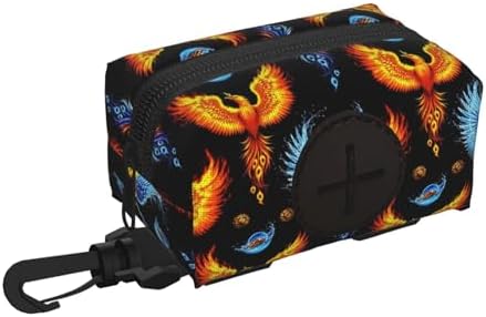 Dog Poop Bag Holder for Leash Doggie Waste Bag Dispenser Ice Water Fire Flame Bird Art Small Doggy Zipper Pouch