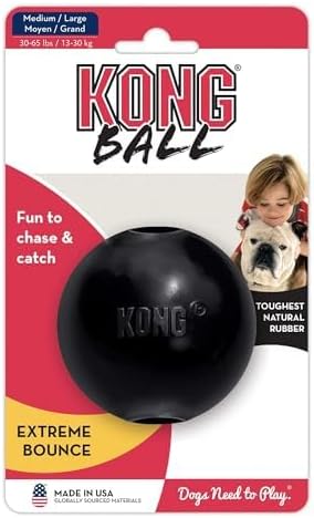 KONG Extreme Ball with Hole, Fetch Toy, Black, Large/Medium (Pack of 2)