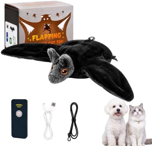 Flying Bat Dog Toy, Flying Bat Toy for Dogs & Cats with Flapping Wings and Chirping Sound, Motion-Activated Interactive Pet Toy for Hanging, Ground and Indoor Chase Play (1PC)