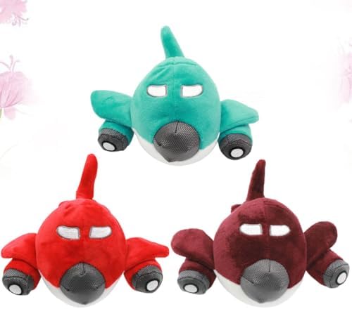 FRCOLOR 3-Pack Plane Shape Dog Chew Toys Squeaky Interactive Pet Playing Toys for Puppies and Cats Bite Resistant Training and Boredom Relief Toys 7.87X7.08X3.93In