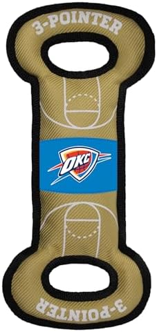Pets First NBA Oklahoma City Thunder Field Toy. - Tough Nylon Pet Toy with Double Trim Stitching & Inner Squeaker, One Size
