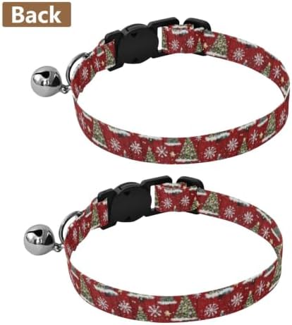 Christmas Trees Dots Red Cat Collars 2 Pack Cat Neck Collar Adjustable Length 10.6" to 17.1"