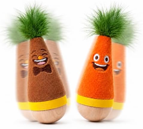 2 Pack Wooden Wobble Plush Feather Cat Toy for Interactive Play
