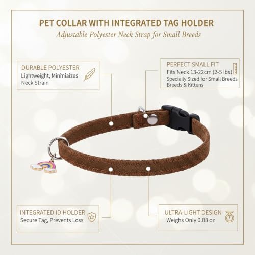 Brown Polyester Collar with Built-in Tag Slot for Quiet, Snag-Free Wear