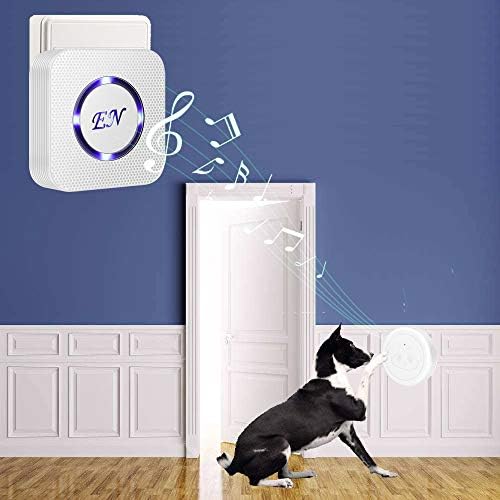 Dog Door Bell Wireless Doggie Doorbells for Potty Training with Waterproof Touch Button Dog Bells Included 1 Receiver and 3 Transmitters (White)