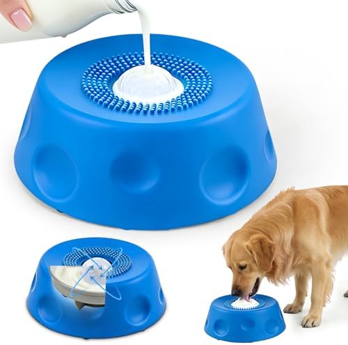 Zenflux Slow Feeder Dog Bowl Featuring Rolling Lick Ball for Liquid Treats