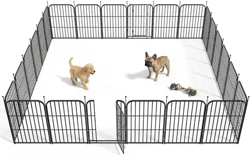 Metal Dog Playpen 40" 24 Panels with 2 Doors for Medium Large Dogs, Indoor Outdoor Exercise Pen for Yard RV Camping, Thickened Steel Tube, Gravity Lock & Ball Head Iron Rods