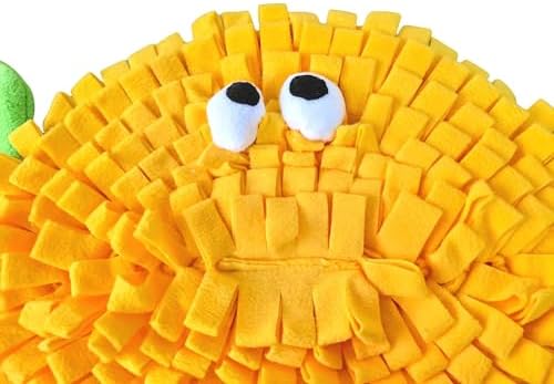 Vedem Small Animal Snuffle Mat Fleece Foraging Mats Interactive Feeding Toy Rabbit Guinea Pig Rat Hamster Anti Slip Treat Dispenser (Lemon)