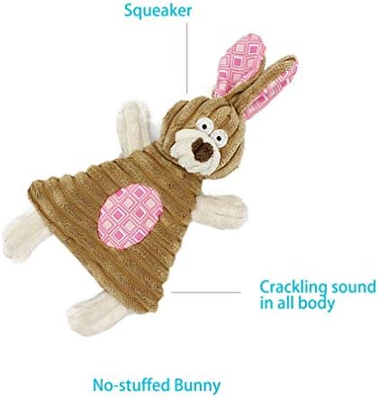 Volacopets Puppy Toys for Teething Small Dogs Interactive Tiny Dog pet Chew Toy Soft Rubber Puppies Cute Pink Bunny, Small Breed 4-Pack