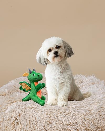 Squeaky Dog Toy Durable Green Dragon Stuffed Toy with Reinforced Stitching for Interactive Play Chewing & Fetch Small, Medium & Large Dogs