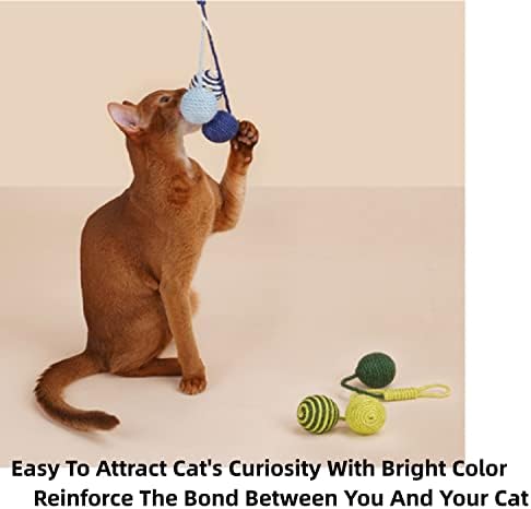 Cat Toy Sisal Ball Hanging Cat Toy Handmade Cat Rope Ball Chew Eco-Friendly Toy Pets Interactive Toy Cat Toys for Indoor Cats (Original Color, 1pcs)
