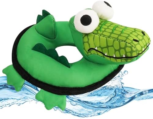 Floating Dog Squeaky Water Pool Toys Water Fetch Toys for Small Medium Dogs, Quick-Dry Waterproof, Machine Washable, Lake & Beach Interactive Summer Dog Toy Crocodile