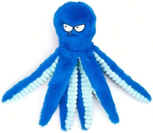 Dog Squeaky Octopus Toy,Chew Guard Technology,Double Stitched, Embroidered Eyes, Soft Plush Texture, Tug & Fetch Play for Large Dogs!