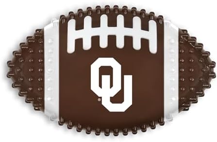 Pets First NCAA Oklahoma Sooners Mega-Chew Hard Nylon Bacon-Flavored Bone Football Chew Toy. Interactive Tasty & Fun Chew Toy. Indestructible Strong Durable Tough Dog Toys for Aggressive Chewers