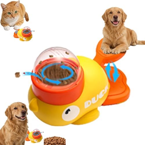 Duck Dog Treat Dispenser Toy for Small Breeds - Interactive Slow Feeder Puzzle & Food Dispensing Toy, Mental Stimulation Puppy Chew Toy for Healthy Digestion & IQ Training (White)