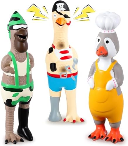 Silipull 3 Pcs Squeaky Rubber Chicken Dog Toys Latex Chew Toys, Cosplay