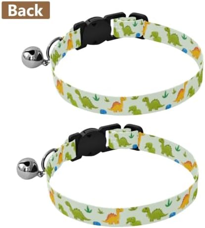 Colorful Cartoon Dinosaurs Cat Collar 2 Pack Collars for Cats Adjustable 10.6 to 17.1 Inches