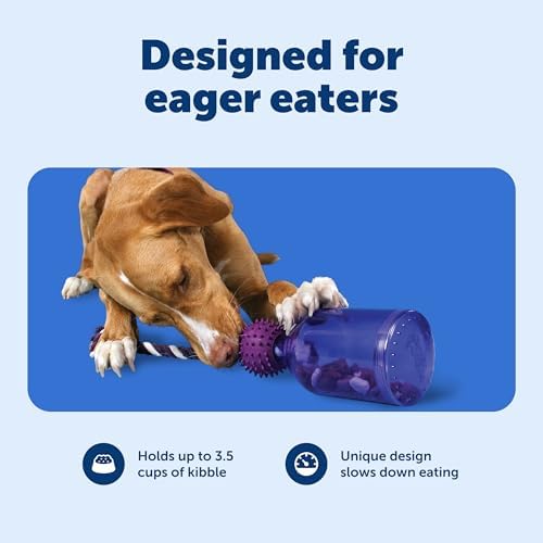 PetSafe Busy Buddy Tug-A-Jug Treat Dispensing Dog Toy, Medium/Large | Slow Feeder Toy Holds Kibble, Patented Treat Meter Dispenses Treats Randomly, Top-Rack Dishwasher Safe, for Dogs 40+ Lb