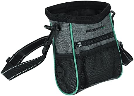 Portable Dog Treat Pouch Pet Puppy Treat Bag for Training Animal Walking Snack Container Bait Holder Kibble Hiking Toy Carries Pack with Waist Belt, Shoulder Strap, Built-in Poop Bag Dispenser