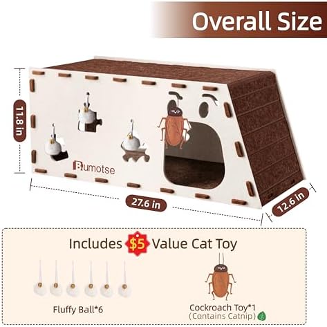 Cat Tunnel House for Indoor Cats, 3-in-1 Felt Cave and Scratcher
