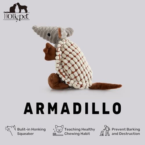 Hollypet Armadillo Squeaky Puppy Dog Toys for Small Medium Dogs, 8"