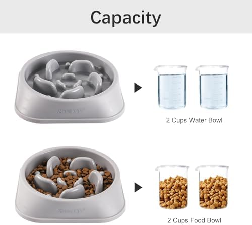 MateeyLife 1-Pack Slow Feeder Dog Bowls, 2 Cups, Dog Puzzle Feeder Bowl