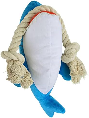 Native Pup Dog Toy Rope and Plush Stuffed Squeaker, Tug of War Toys for Dogs, Puppy Welcome Home Add on for Pets (Shark)