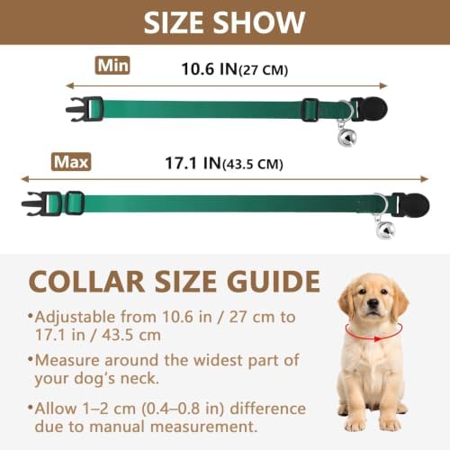 Green Black Gradient Kitten Collars 2 Pack Collars for Puppies Adjustable Length 10.6" to 17.1"