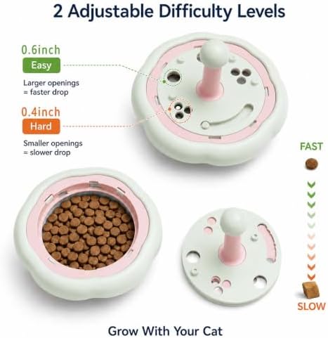Cat Puzzle Feeder Toy, Adjustable Treat Dispenser, Green