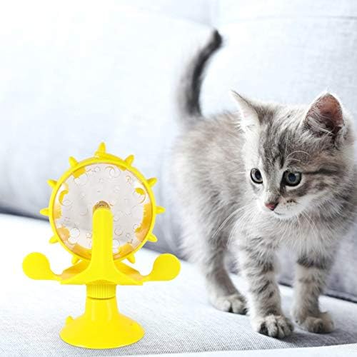 POPETPOP Cat Treat Dispenser - Windmill Slow Feeder Puzzle Toy - Interactive Food Dispenser for Indoor Cats