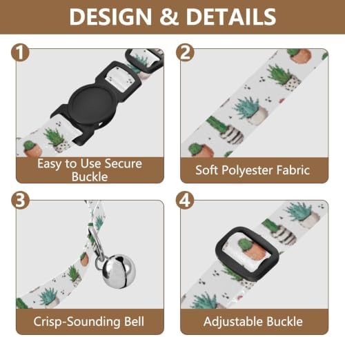 Cacti Succulents Pots Pet Collars 2 Pack Dog Collars for Small Dogs Adjustable 10.6 to 17.1 Inches