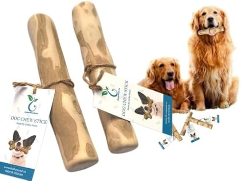 Coffee Wood Dog Chew Stick - Coffee Wood Stick for Your Pets - Non Toxic - Safe - Puppy Chew Toy for Teething - Made in Vietnam - 1 Pack/2 Pieces (Extra Large)